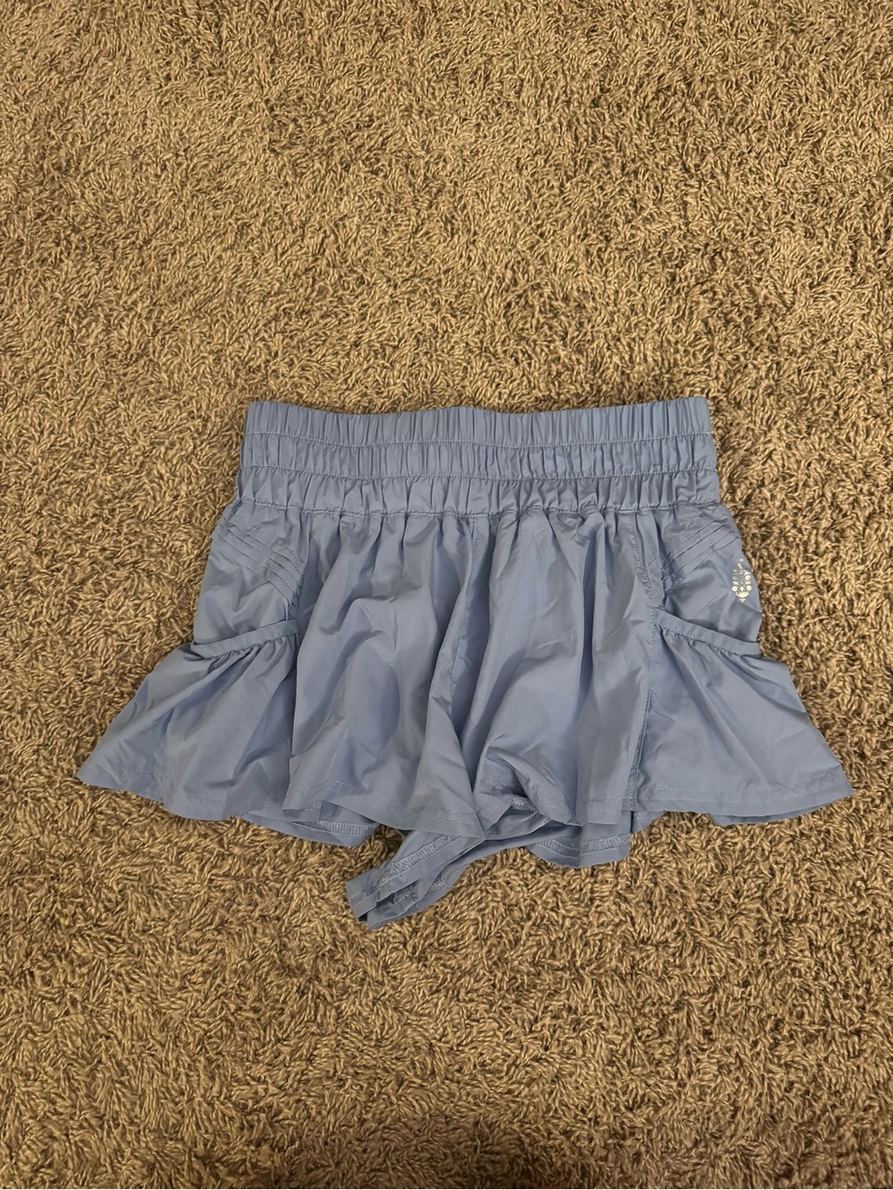 Free People Sky Blue Athletic Ruffle Shorts